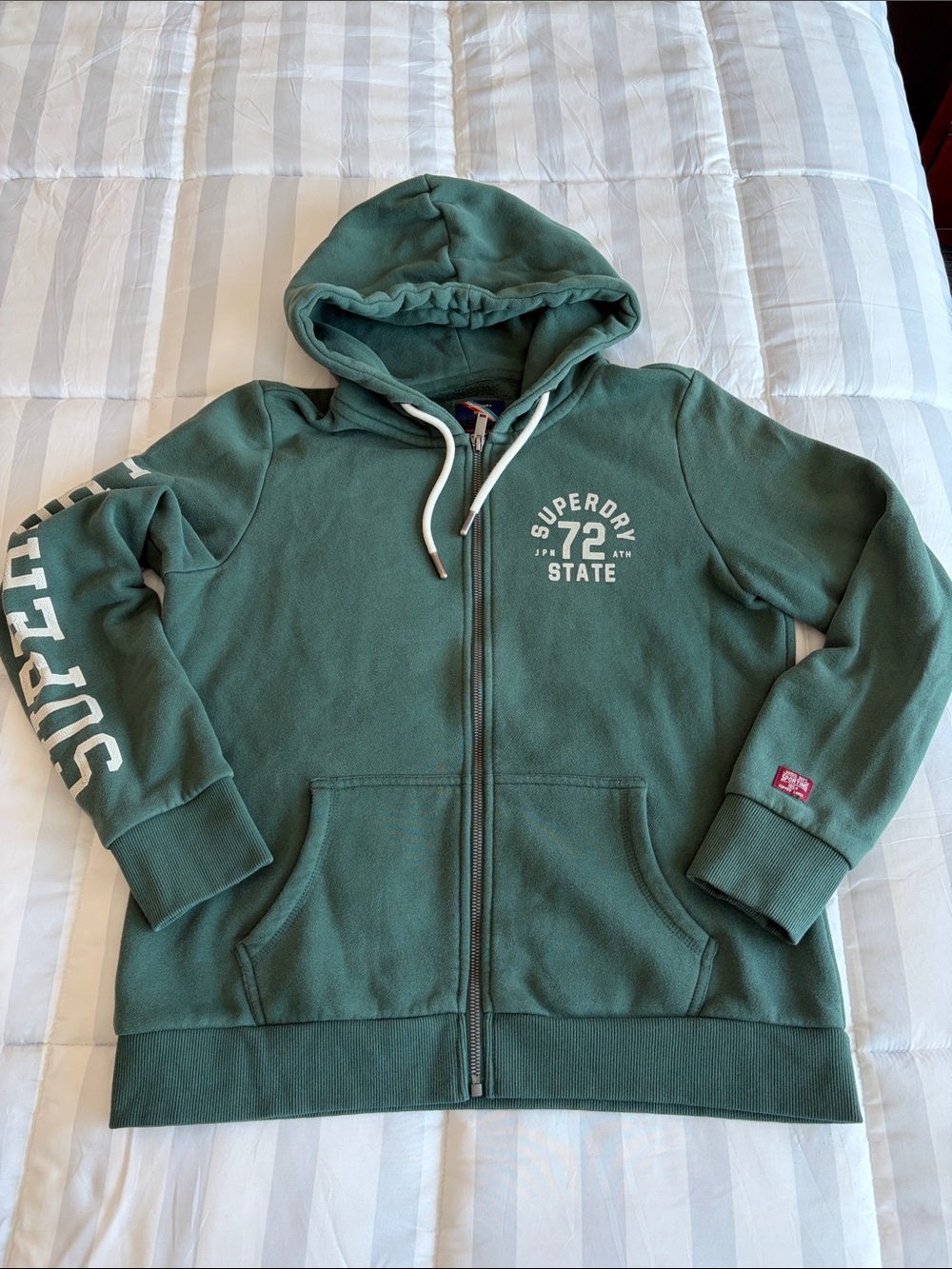 Women’s Superdry Slim Fit Zip Hoodie, size 10US, dark green